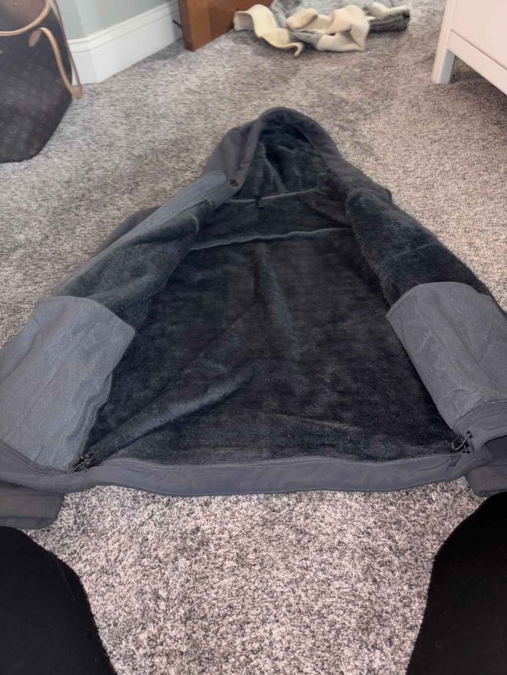 Men's Hooded Fleece Jacket - Charcoal Gray